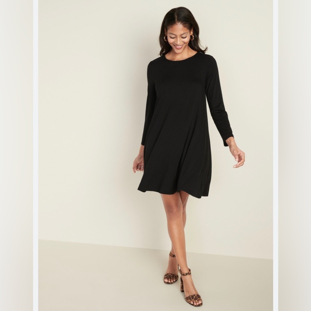 OLD NAVY | Long Sleeve Black Casual Petite Dress